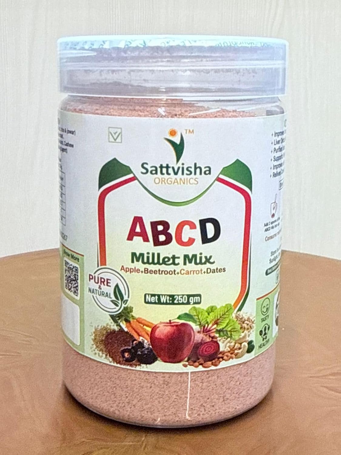 Sattvisha ABCD Millet Mix — apple, beetroot, carrot and dates millet mix, 250g jar